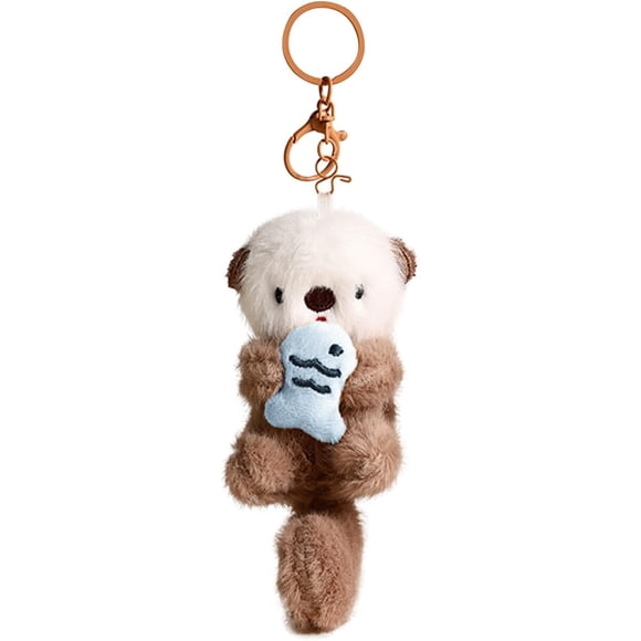 Llavero de peluche con charm de nutria para mujeres, adolescentes y amantes de los animales
