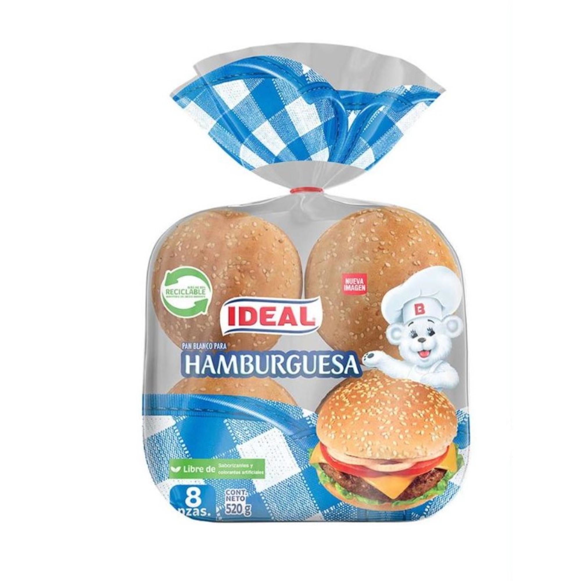 Pan De Hamburguesa 8 Un 520 g Ideal
