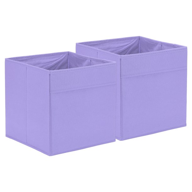 Uxcell 2 piezas de cubos de almacenamiento de tela, cubo de almacenamiento de 11 pulgadas, organizadores de cubos plegables para estantería, armario, guardería, hogar, dormitorio (púrpura)