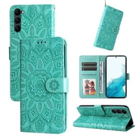 Funda Tipo Cartera Foxdock Para Samsung Galaxy S23 , Diseño Girasol En Relieve, Cuero Pu, Cierre Magnético, Soporte Y Tarjetero