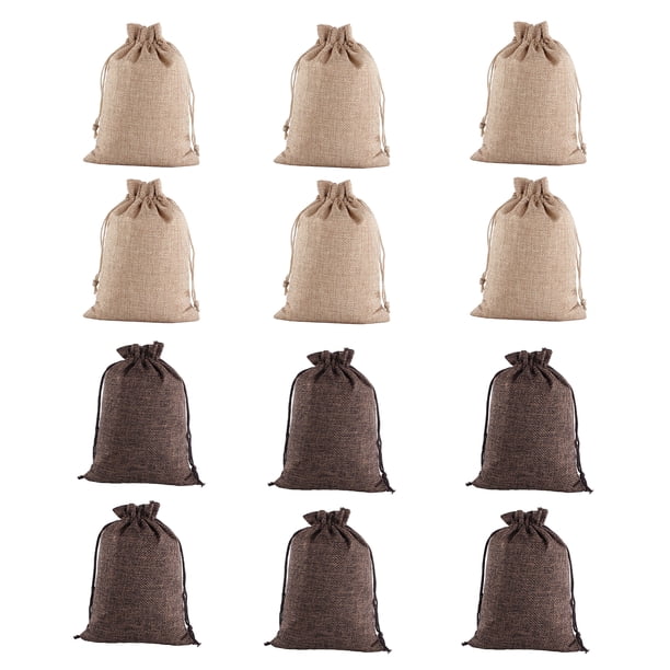 Paquete de 12 bolsas de regalo para fiestas: minibolsas de lona con cordón para regalos, para cumpleaños infantiles y fiestas, 13 x 18 cm