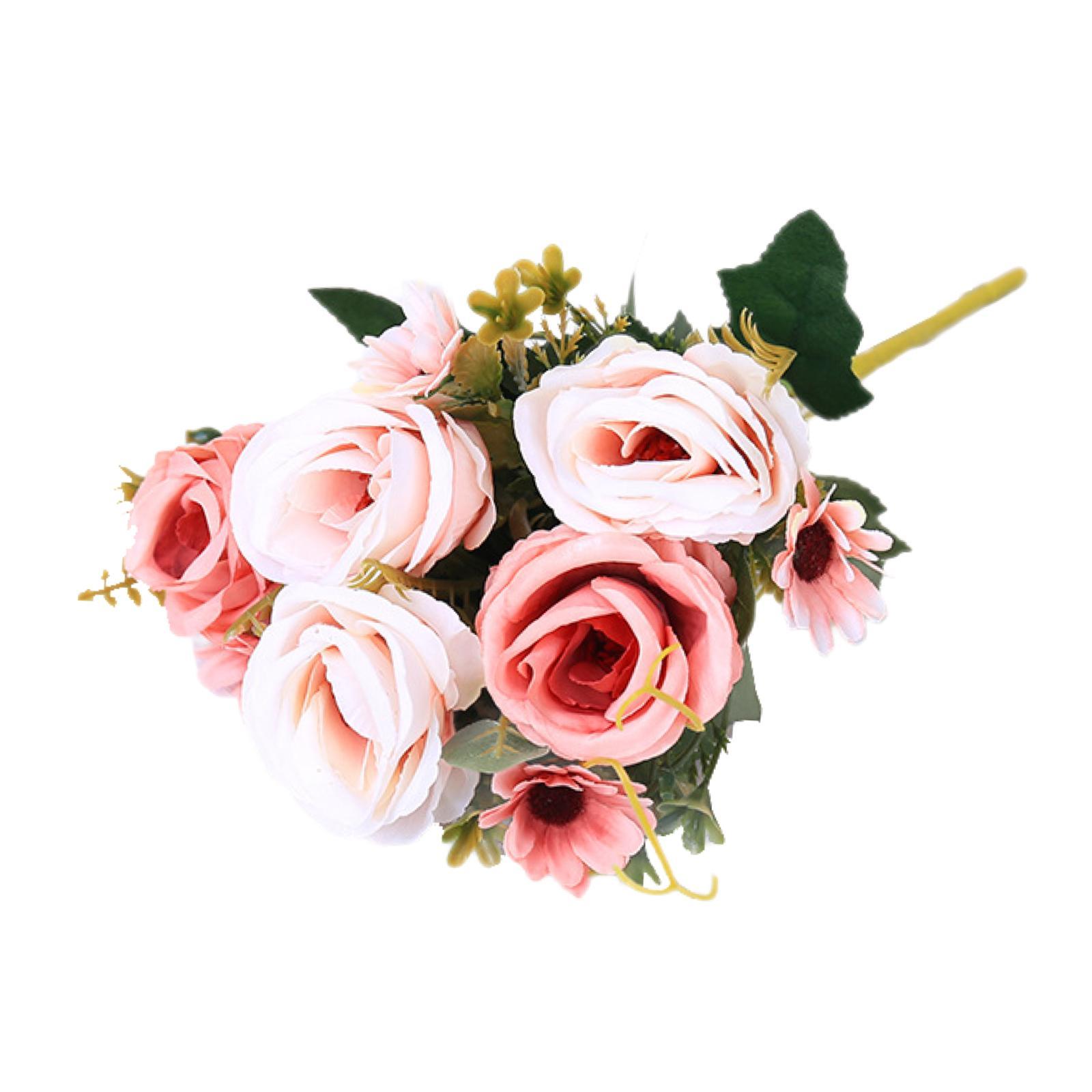 Magideal - Ramo De Flores Artificiales, Rosas De Imitación Para Jarrón, Flores Falsas Para Decoración De Fiesta De Despedida De Soltera, Accesorios De Fotografía Rosa Claro