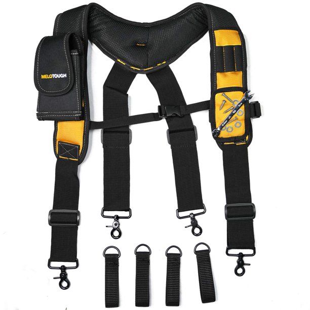 Tirantes para cinturón de herramientas MELOTOUGH magnéticos con soporte para teléfono, color amarillo