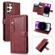 thumbnail image 2 of Detachable Magnetic Zipper Wallet Leather Case Cash Pocket With 5 Card Slots Holder Wrist Strap Removable Cover For Samsung Galaxy S22 Ultra, 2 of 3