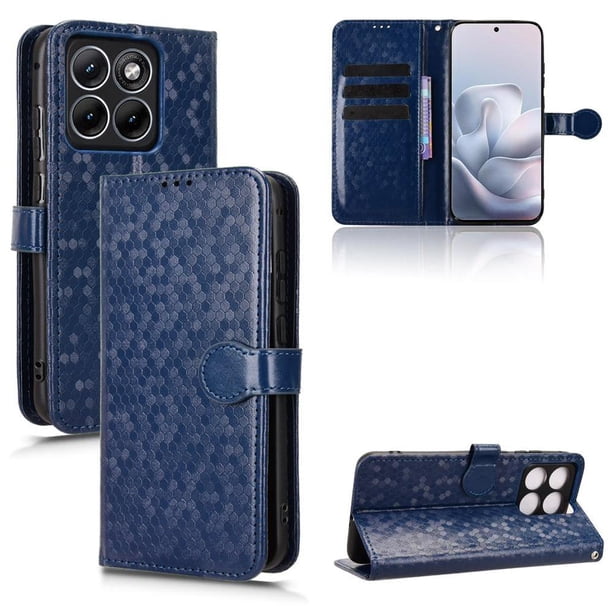 Funda Cartera Lunares Motorola Edge 70 Fusion con Tarjetero, Correa y Soporte Azul