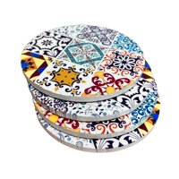 Oem - Set 4 Posavasos Colorido Ceramica Y Corcho 4 Piezas Redondo M5