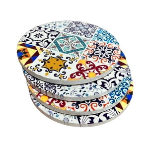 Oem - Set 4 Posavasos Colorido Ceramica Y Corcho 4 Piezas Redondo M5