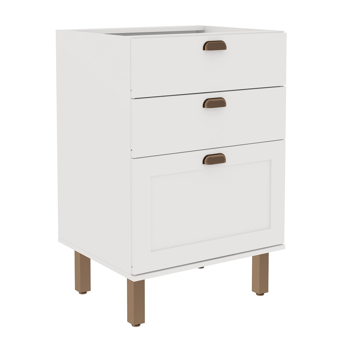 Df Home - Mueble Base De Cocina 3 Cajones Blanco Studio 1504