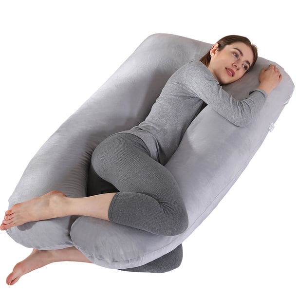 Almohada para embarazadas, almohada en forma de U desmontable y lavable, cojín grande, almohada de cintura