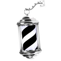 Ioensy - Luz De Poste De Barbero Giratoria Para Exteriores, Cartel De Tienda De Peluquería, 32Cm, Negro Y Blanco