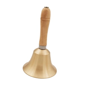 Magideal - Campana De Mano De Latón Campana De Cena Campana De Servicio Campana Fuerte Mango De Madera Campana De Llamada Manual Portátil Para Servicio Bodas Bar 80 Mm X 207 Mm