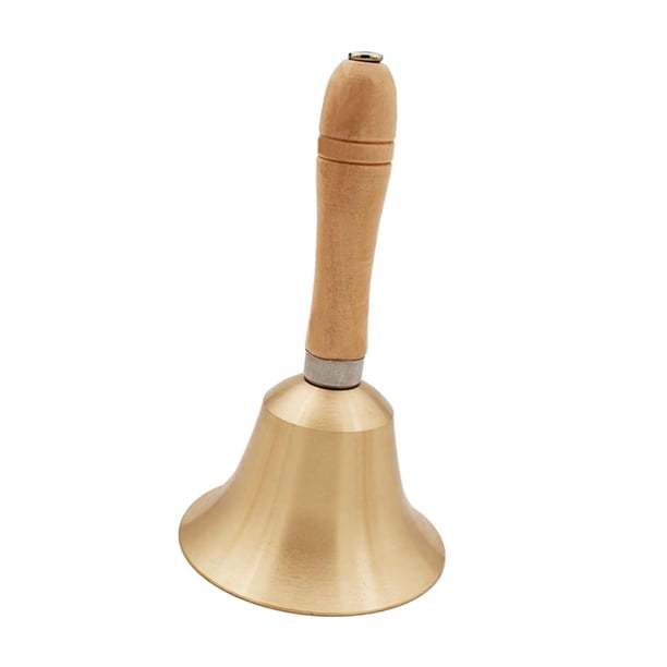 Campana de Mano de Latón Campana de Cena Campana de Servicio Campana Fuerte Mango de Madera Campana de Llamada Manual Portátil para Servicio Bodas Bar 80 mm x 207 mm
