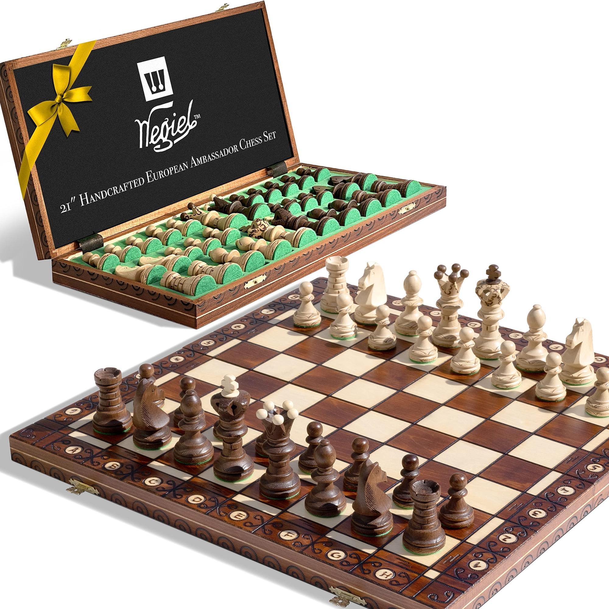 Juego De Ajedrez Wegiel European Ambassador De Madera De 53 Cm Con Tablero