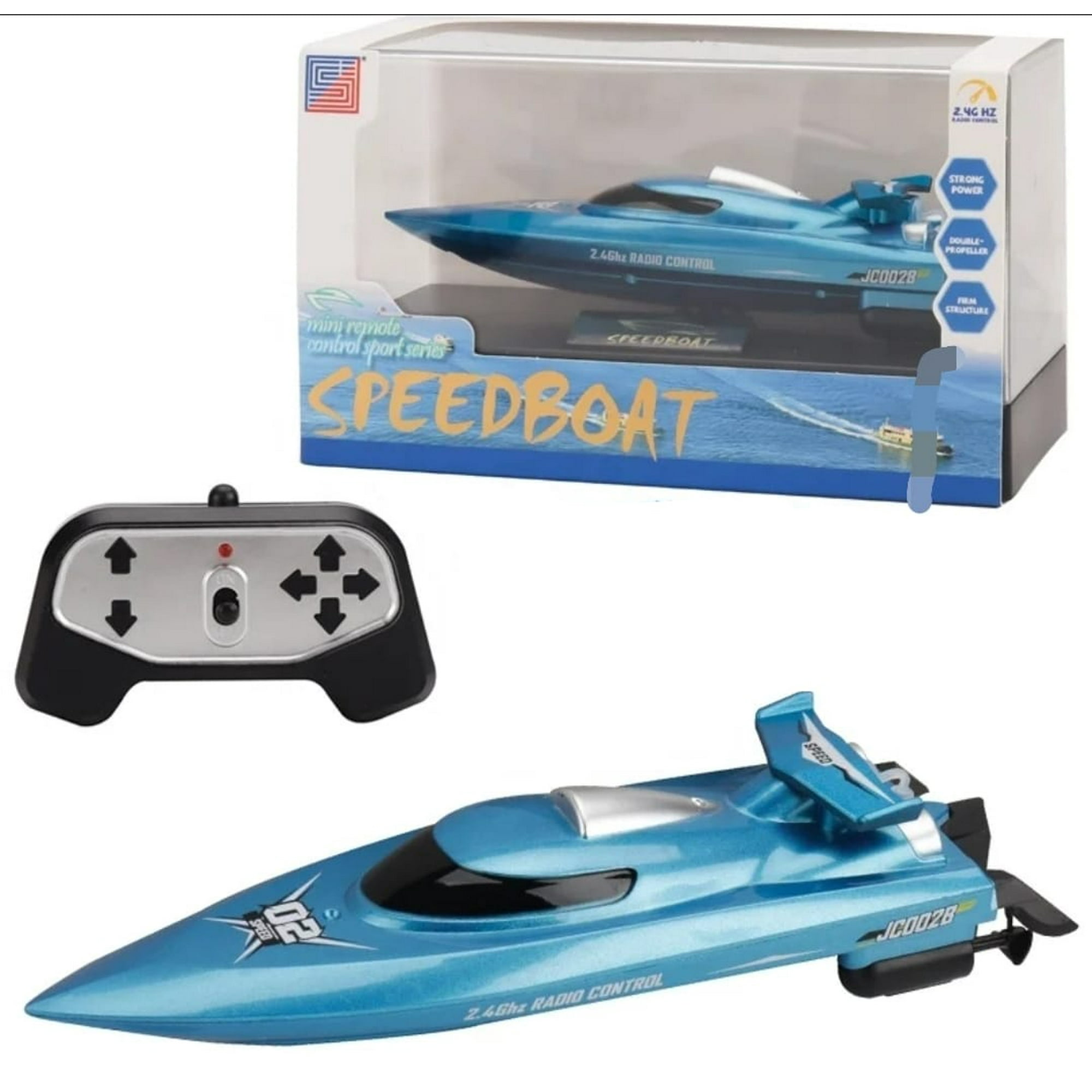 Maravillas Valdivia - Lancha Control Remoto Mini Bote 2,4 Bateria Recargable Azul