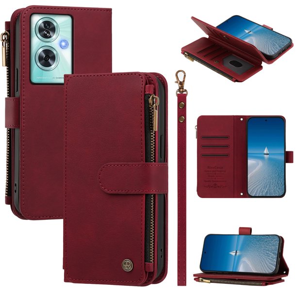 Funda Cartera OnePlus Nord N30 SE 5G con Cremallera, Rojo