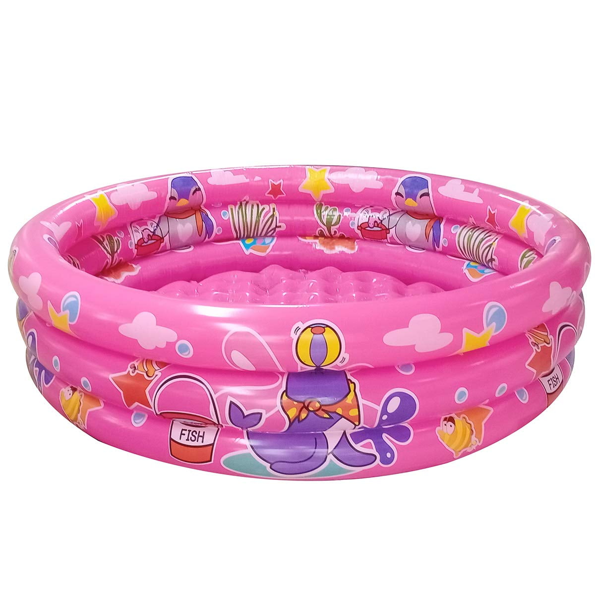 Big Summer - 3 Anillos Hinchables Para Piscina Infantil, Tamaño Grande, 122 X 30 Cm, Color Rosa