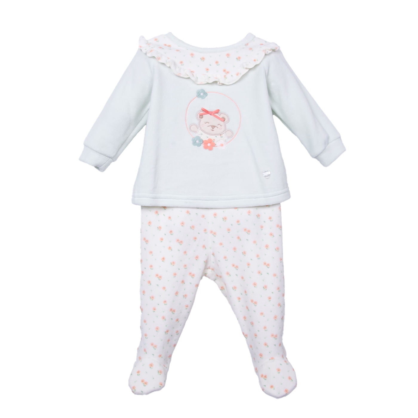 Pillin - Conjunto Plush Recién Nacido Niña Floral Verde
