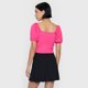 thumbnail image 2 of Blusa Mujer Crop Panal Manga Globo Fucsia Corona, 2 of 5
