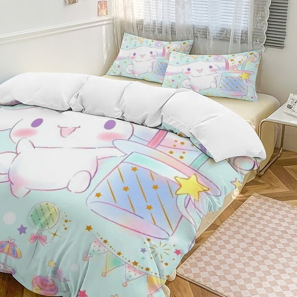 Cinnamoroll 3-Piece Twin Bed Set - Includes 1 Single Comforter And 2 Pillowcases Bedding - Fade Resistant Microfiber - Cinnamoroll