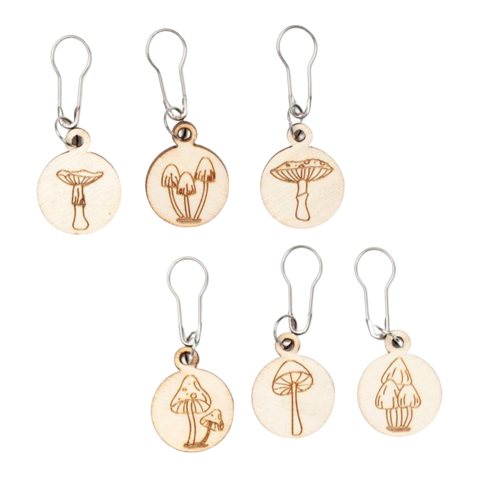 Magideal - 6x Marcadores De Puntadas Marcadores De Punto Artesanía Hecha A Mano De Madera Diy Durable Ganchillo Linda Herramienta De Tejer Anillos Marcadores De