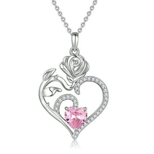 Heshpaws - Colgante Con Piedra De Nacimiento Con Colgante De Corazón De Plata De Ley