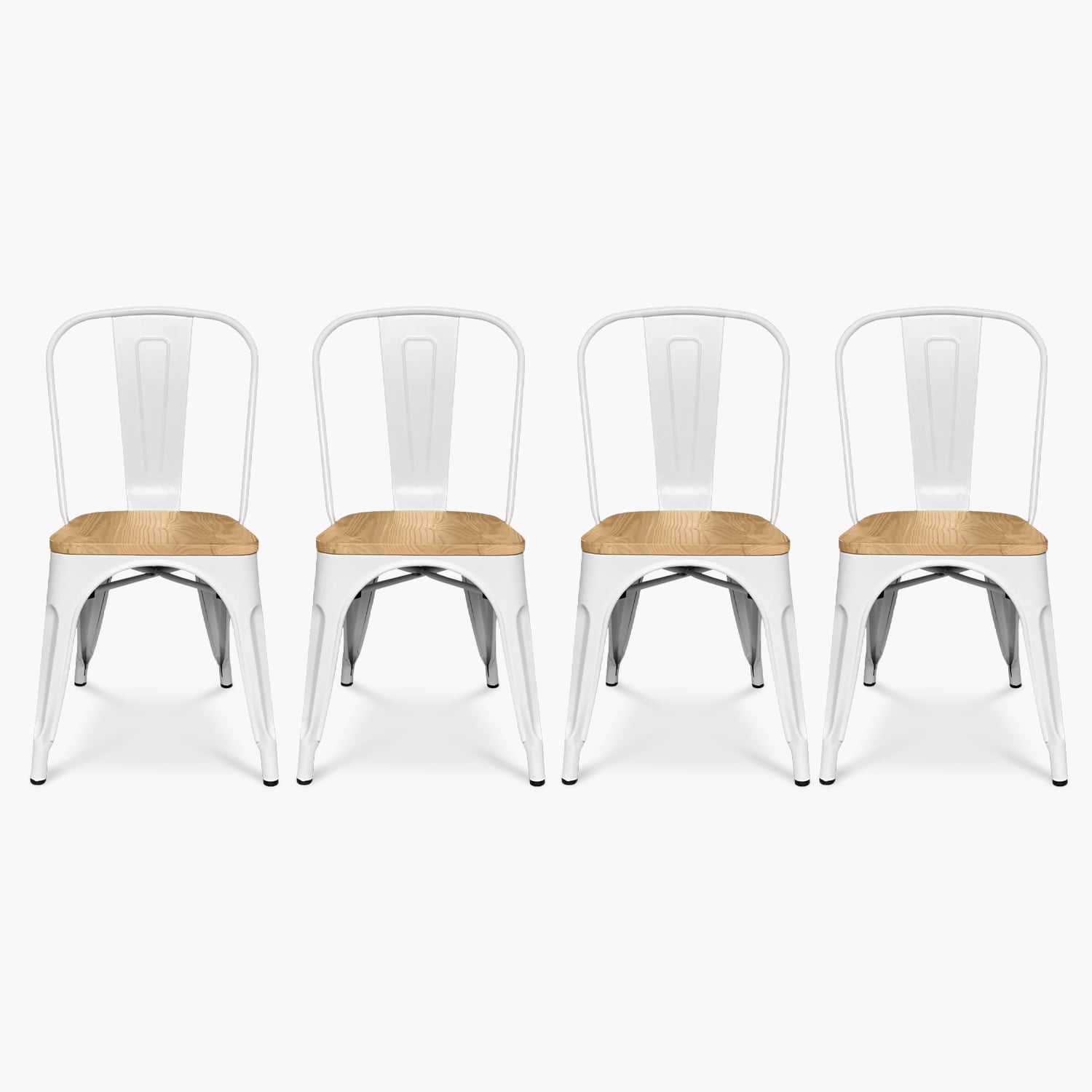 Form Design - Pack 4 Sillas Tolix Asiento Madera Blanco