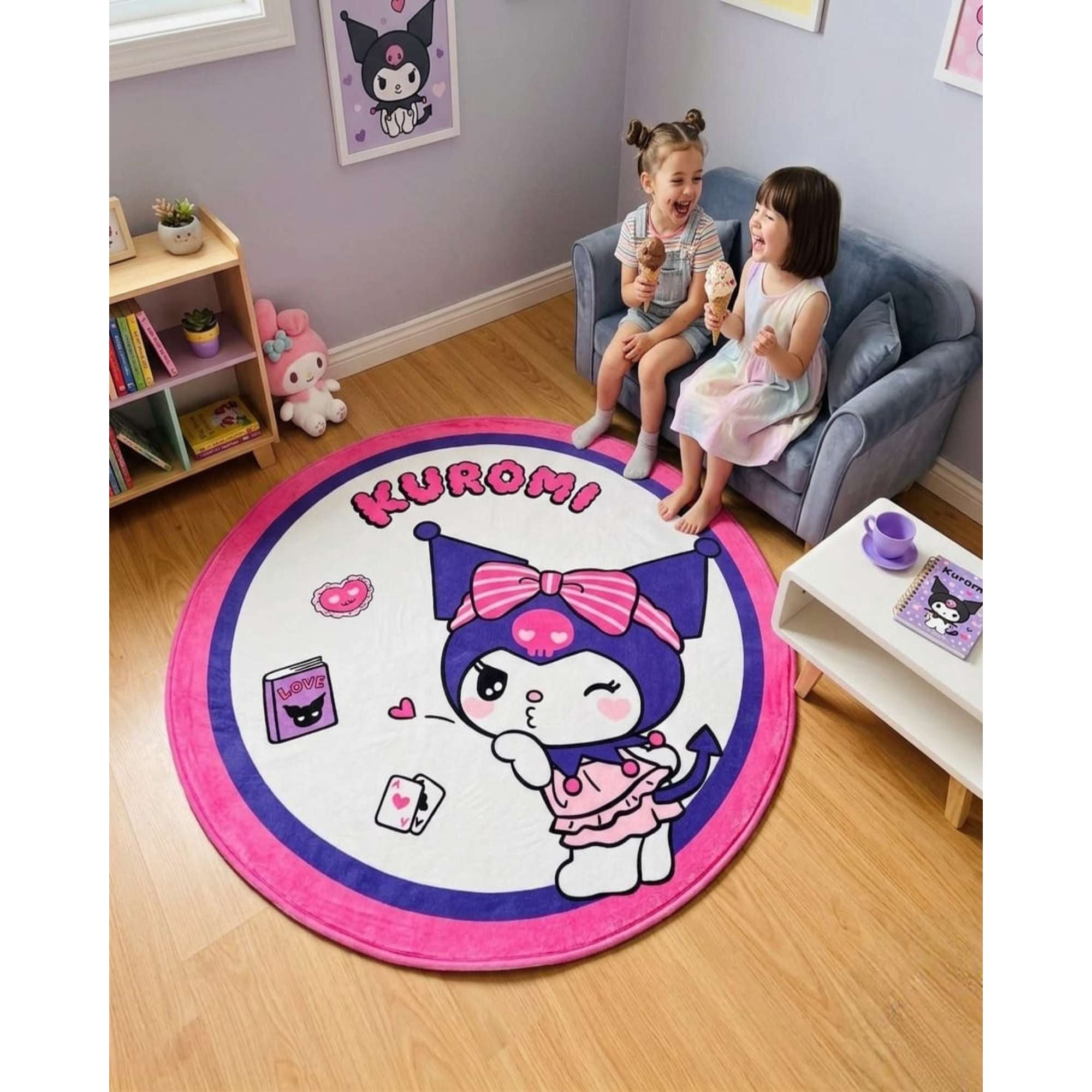 Mylhogar - Alfombra De Juego Para Niños Circular Suave 80cm De Kurumi