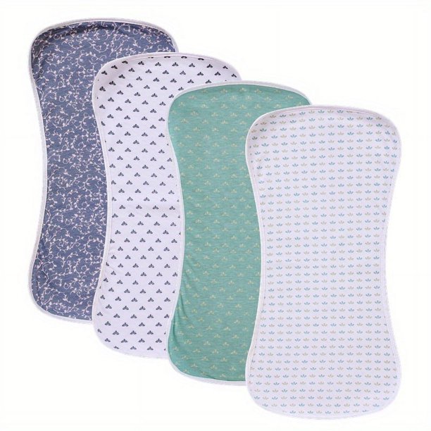 4 Packs Ultra-Soft Cotton Burping Clothes - Large, Absorbent, Waterproof Baby Burp Cloths In Cute Unisex Designs