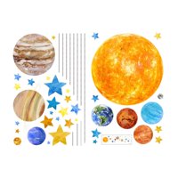 Magideal - Pegatinas De Pared Del Sistema , Calcomanías De Planetas Espaciales, Papel Tapiz Decorativo Para Dormitorio, Cumpleaños, Habitación De Niños,