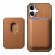 thumbnail image 1 of Funda de Cuero Magnética con Tarjetero para iPhone 16 Cubierta Delgada Marrón, 1 of 5