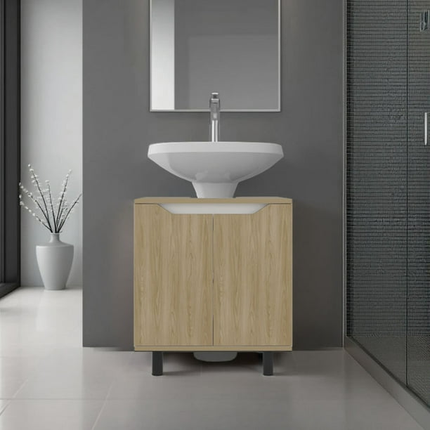 Mueble Para Lavamanos Marlo 2 Puertas Fresno Y Blanco