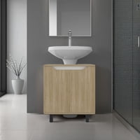 Tuhome - Mueble Para Lavamanos Marlo 2 Puertas Fresno Y Blanco