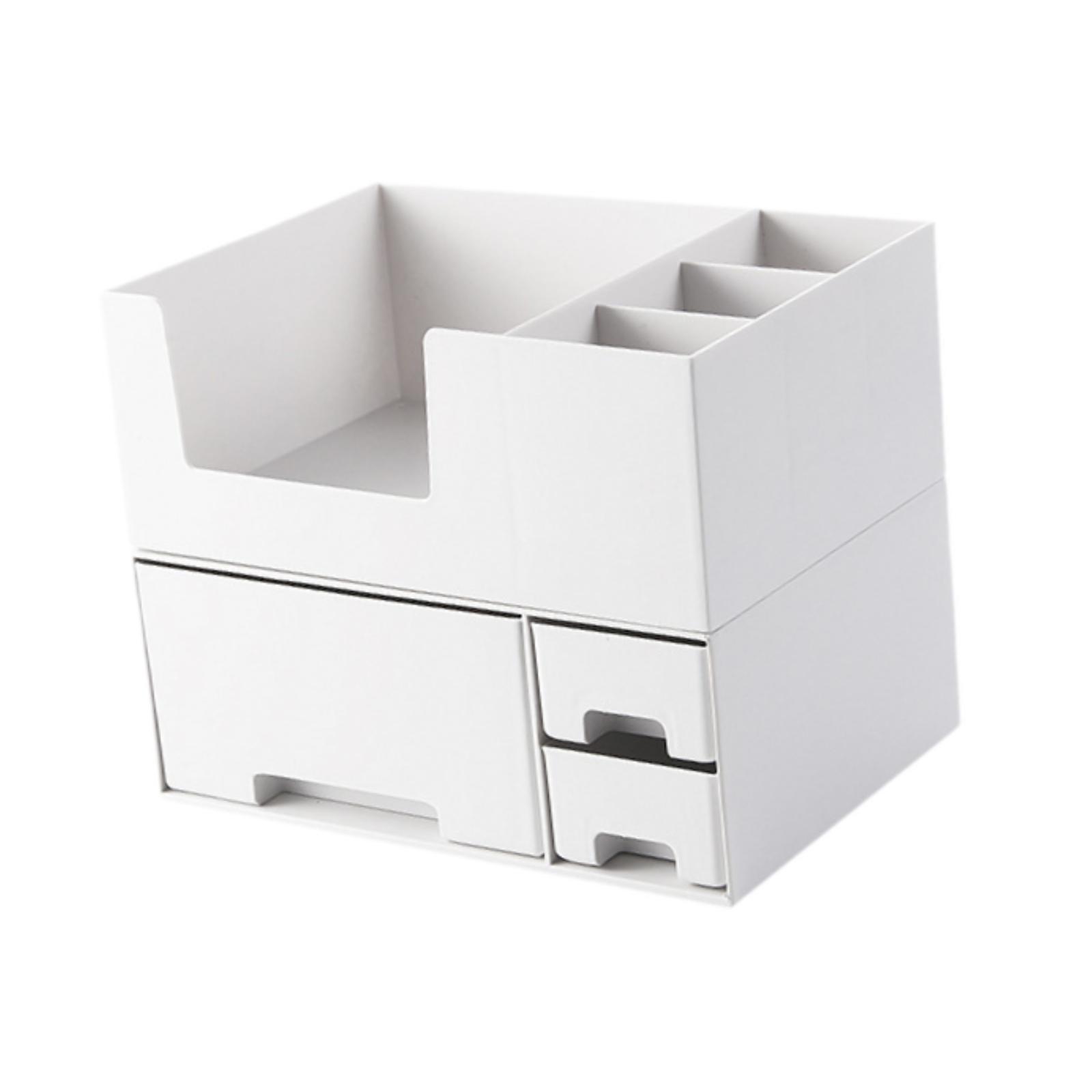 Magideal - Organizador De Escritorio Con Cajones Para Guardar Maquillaje, Multifuncional, Resistente, Para El Hogar, Para Trabajadores De Oficina Blanco