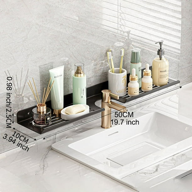 1pc 50cm/19.7inch Stainless Steel Bathroom Shelf Organizer, Sink Drain Shelf Over The Faucet, Bathroom Decor Counter Top Organizer, Bathroom Accessories