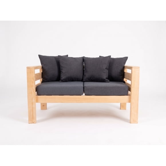 Sofa madera terraza 2 cuerpos + cojines