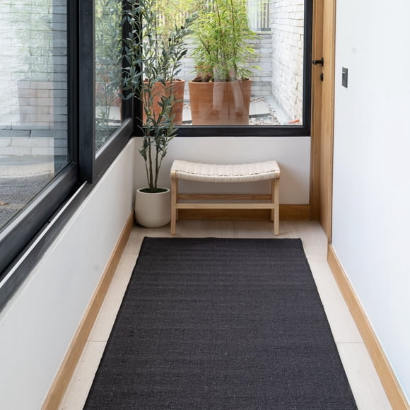 Alfombra Dakar Pasillera Entrada Sisal Negro 90x230