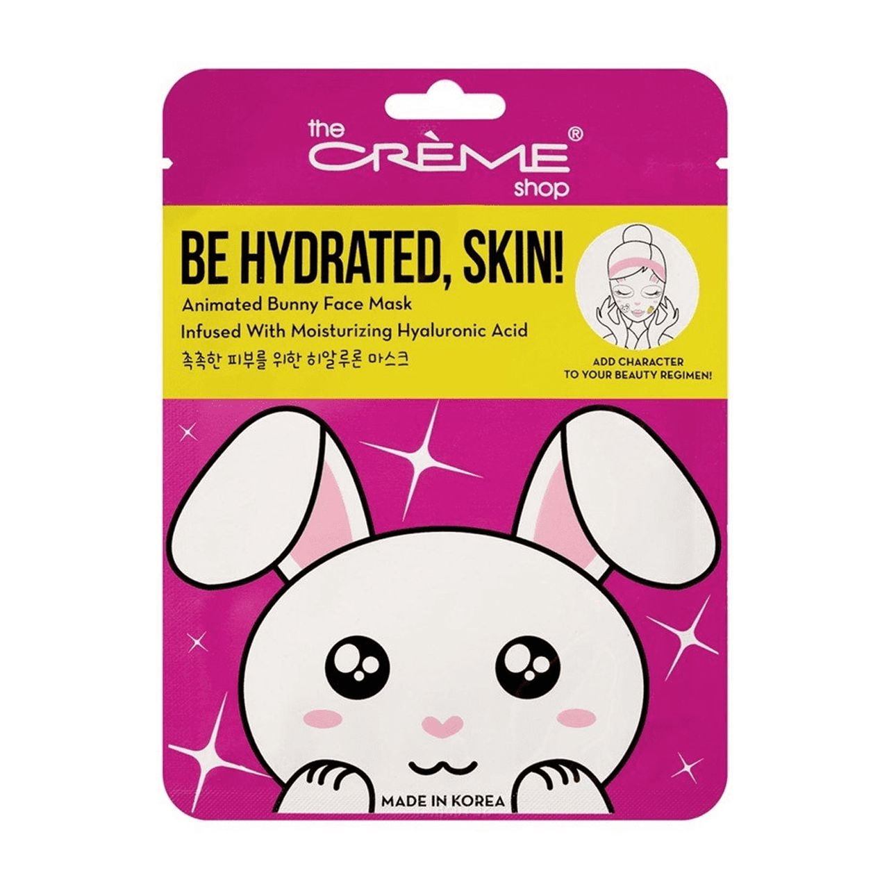 The Crème Shop -¡hidrátate, Piel! Mascarilla Facial Conejito Animado - Ácido Hialurónico Hidratante