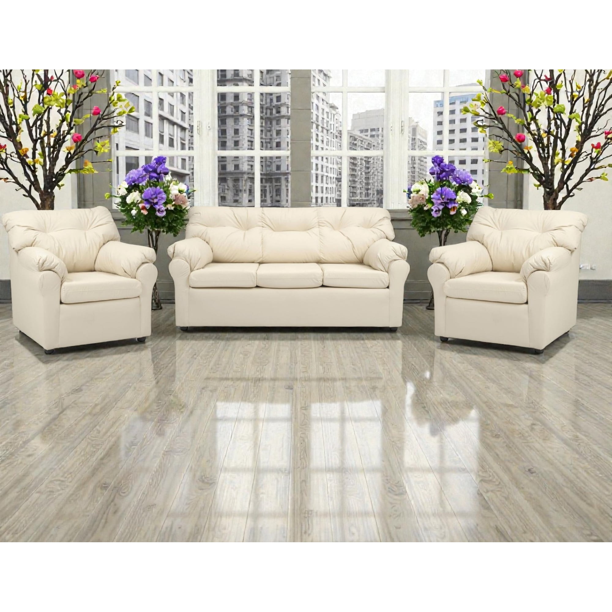 Muebles Altiro - Living Mateo 311 - Cuero Sintético Pu Beige