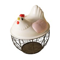 Magideal - Cesta De Huevo De Pollo Huevo Contenedor Titular De Alambre De Hierro Portátil Huevo De Pollo Titular Encimera De Recogida De Huevos Cesta Para , Cuadrícula Negra Rosa