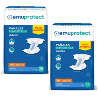 Emuprotect Comfort Plus 36 Und X 2 Paq 72 Pañales