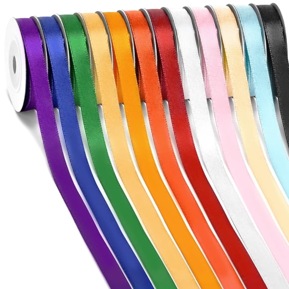 Cinta de satén SOTMALTK, 12 colores, 10 mm x 12 rollos, 110 m en total