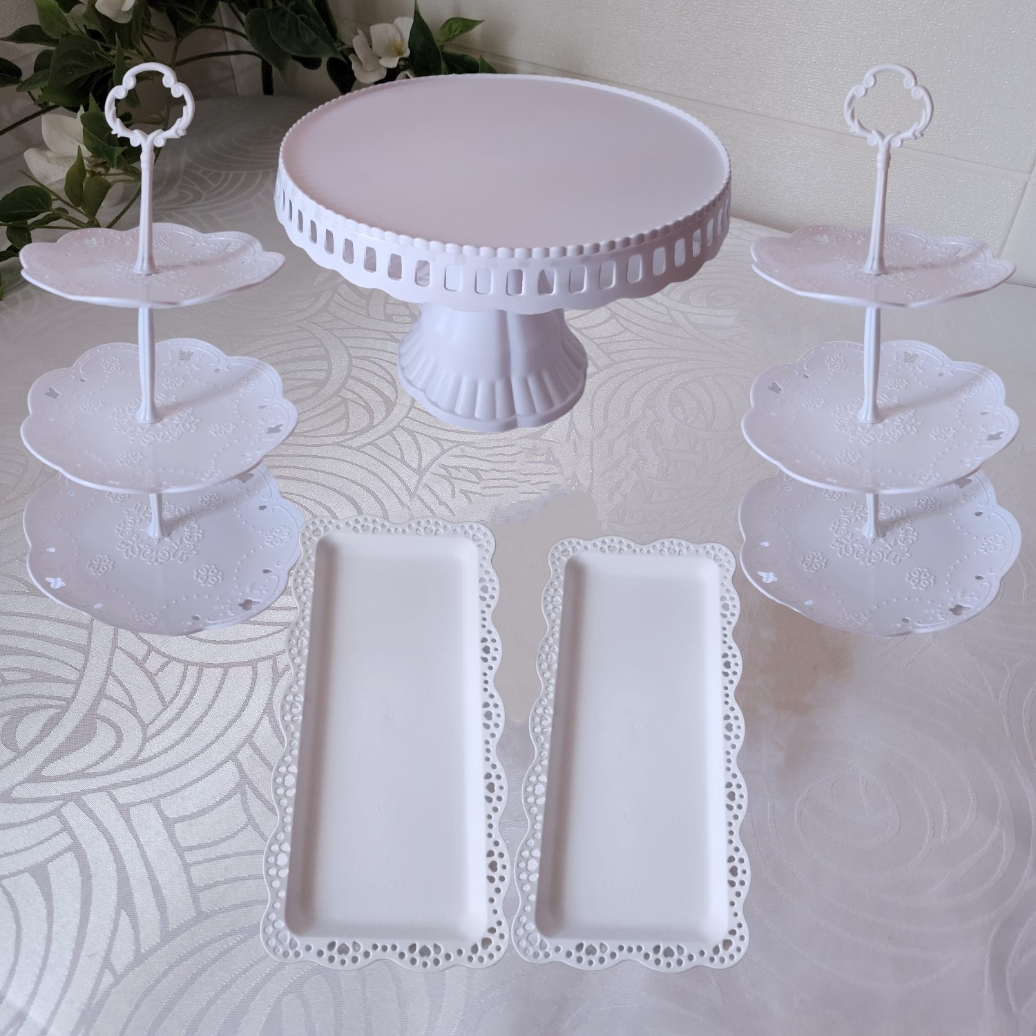 Ventitas Candy Bar - Set 5 Piezas Candy Bar (Porta Torta, Porta Cupcake, Bandeja)