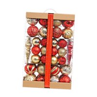 Magideal - 74 Piezas De Adornos De Bolas Navideñas Con Purpurina, Bolas Navideñas Creativas, Manualidades, Bolas Irrompibles Para Interiores, Hogar, Aniversario, Oro Rojo
