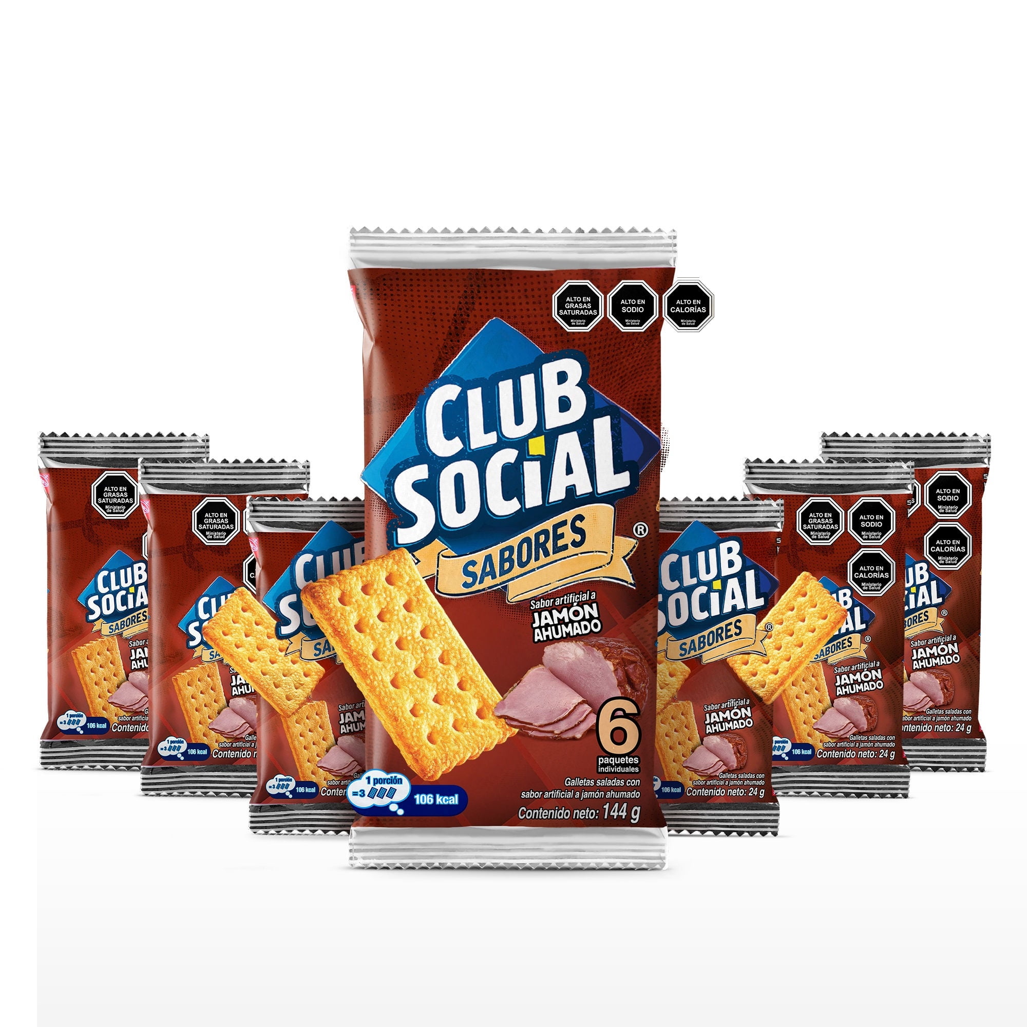 Galleta Club Social Sabor Jamón Ahumado Sixpack C U