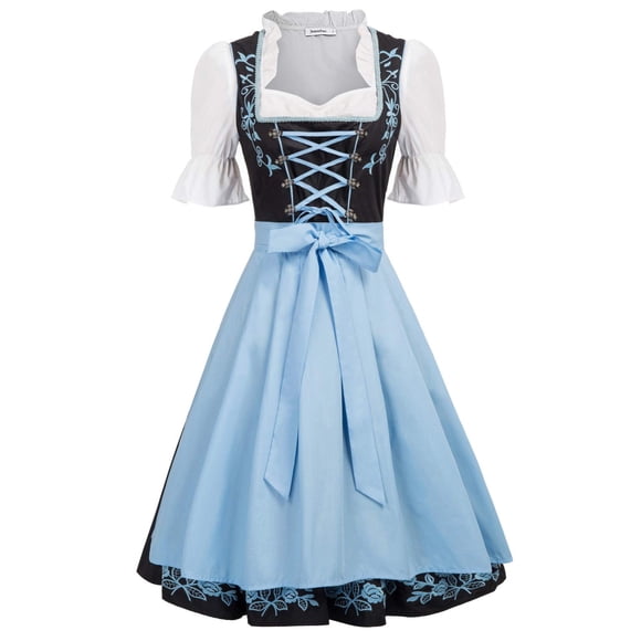 Vestido Dirndl JASAMBAC, disfraz bávaro para Halloween, talla M, negro