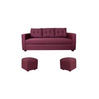 Muebles Zenith - Sofa 2 Pouf Polaris Tela Burdeo