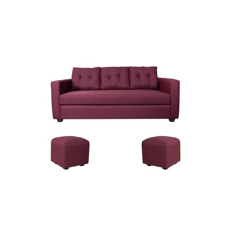 Muebles Zenith - Sofa 2 Pouf Polaris Tela Burdeo