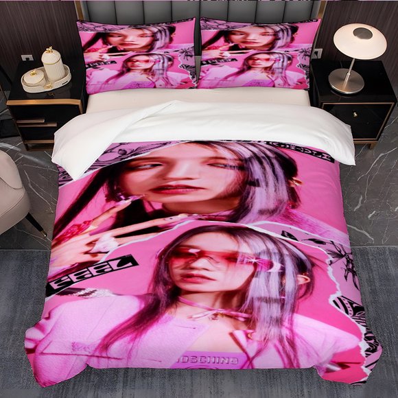 3pcs (G)I-DLE Song Yuqi Fashion Theme Korean Style Ins Style Printed Bedding Three-Piece Set Duvet Cover Pillowcase Set