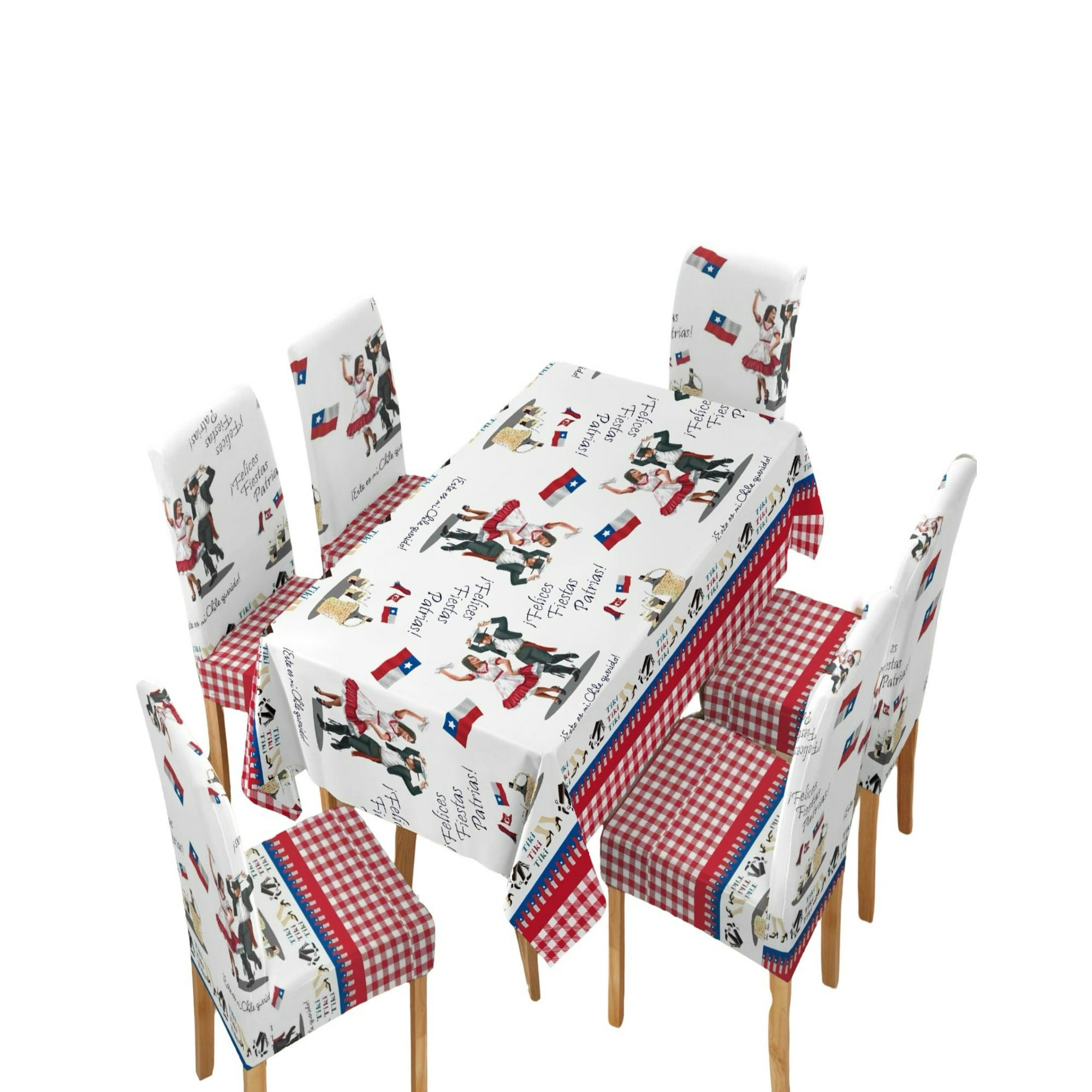 Genérico - Mantel Mas 6 Fundas De Sillas Fechas Patrias 140x220cm 06