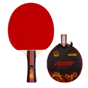 Flott - Paleta Ping Pong, 1 Estrella, Mango Largo, Lado Rojo/Negro